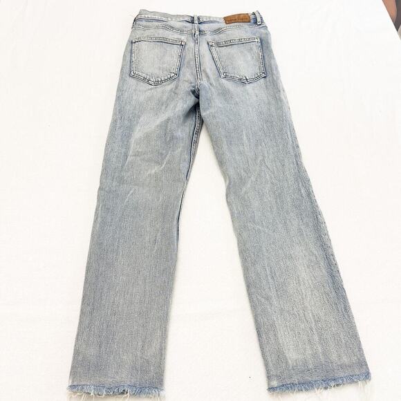 Denim Forum The Arlo High Rise Straight Denim Jeans Acid Wash Raw Hem Size 27 - Picture 3 of 9